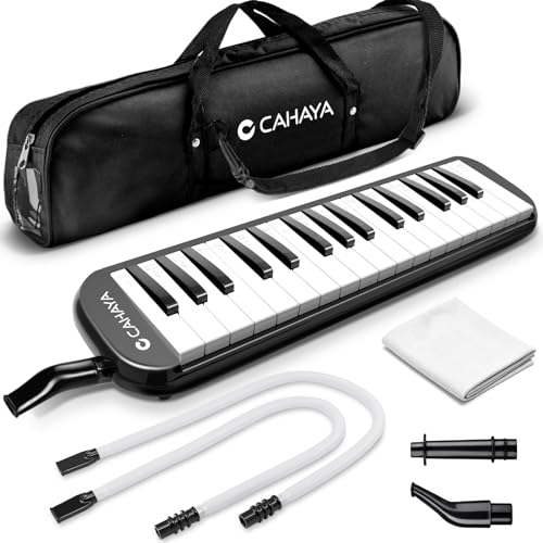 CAHAYA Melodica 32 Keys Double Tubes Mouthpiece Air Piano Keyboard Musical Instrument with Carrying Bag 32 Keys, Black, CY0050-1 - 32 Keys - Black