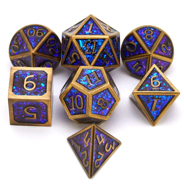 Metal dice Set D&D, Polyhedron DND7 Dungeons and Dragons Metal DND dice Set, Suitable for Pathfinder RPG Shadow Run Savage World . and Other Role-Playing Game dice Sets - Glitter Bronze