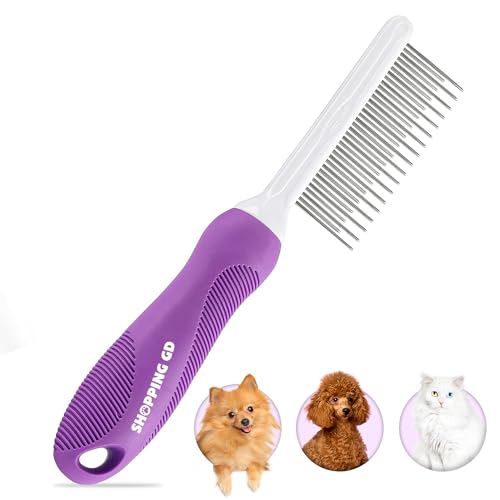 Detangling Pet Comb for Dogs & Cats with Long & Short Stainless Steel Metal Teeth for Removes Tangles and Knots - Detangler Grooming Tool for Dematting Matted Fur. - Type A