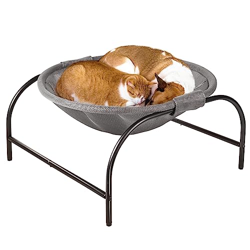 JUNSPOW Cat Bed [Large Size] Dog Bed Pet Hammock Bed Free-Standing Cat Sleeping Cat Supplies Pet Supplies Whole Wash Stable Structure Detachable Excellent Breathability Easy Assembly - 22.0"L x 21.3"W x 11.0"Th - Gray