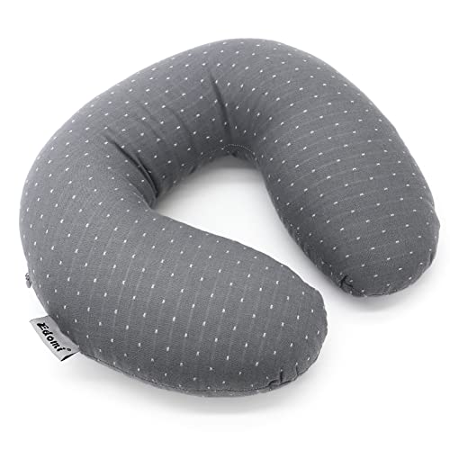 Edomi Buckwheat U-Shaped Neck Pillow Adjustable Buckwheat Hull Pillow with Pillowcase, Neck Support for Pain Relief, Neck and Shoulder Relax Cervical Pillow (12x12 inch, Gray) - Gray