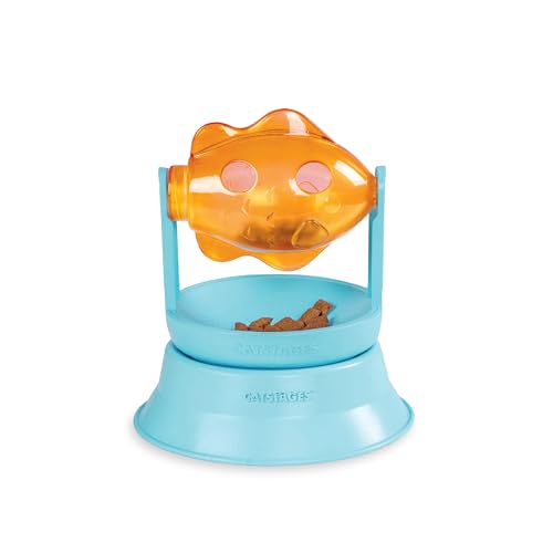Catstages 2-in-1 Treat Toy Spinning Fish Interactive Cat Toy and Topper for Cat Ball Track, Treat-Dispensing, Fish, Orange - 2-in-1 Topper - Treat-Dispenser