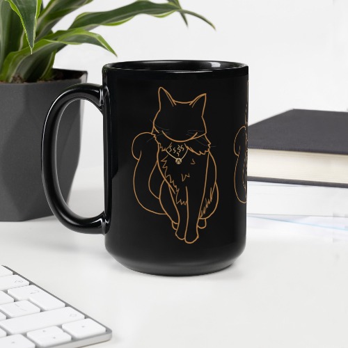 Rufus Outline Black Glossy Mug - 15oz