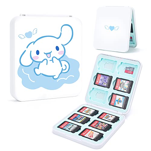 DLseego Game Card Case for Switch&Switch OLED, Premium Game Storage Card Holder Box with 12 Game Card and 12 Micro SD Card Slots,with Soft Lining,Magnetic Closure - Cloud Dog