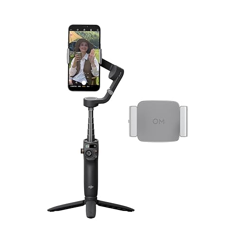 DJI Osmo Mobile 6 Fill Light Combo, 3-Axis Phone Gimbal, Built-In Extension Rod, Portable and Foldable, Android and iPhone Gimbal, Object Tracking, Slate Gray, with a Fill Light Phone Clamp
