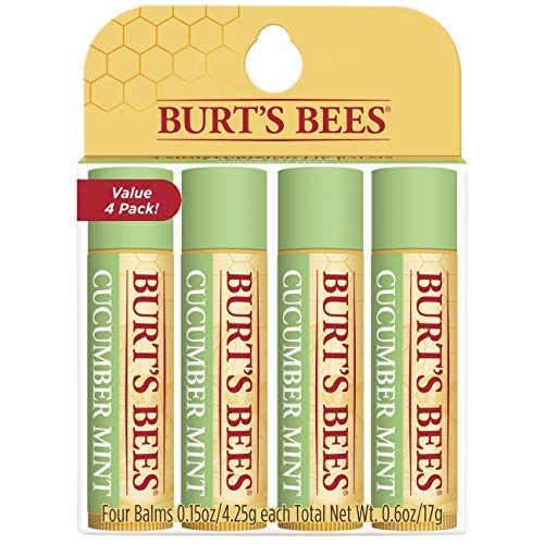 Burt's Bees 100% Natural Origin Moisturizing Lip Balm, Cucumber Mint with Beeswax, 4 Tubes - Cucumber Mint 0.15 Ounce (Pack of 4)