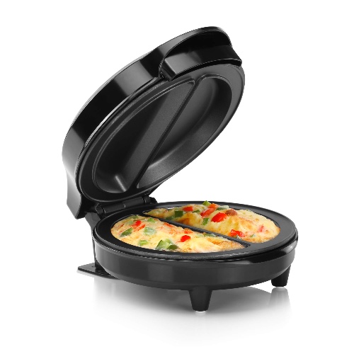 Holstein Housewares - Non-Stick Omelet & Frittata Maker, Black/Stainless Steel - Makes 2 Individual Portions Quick & Easy - one-size Black