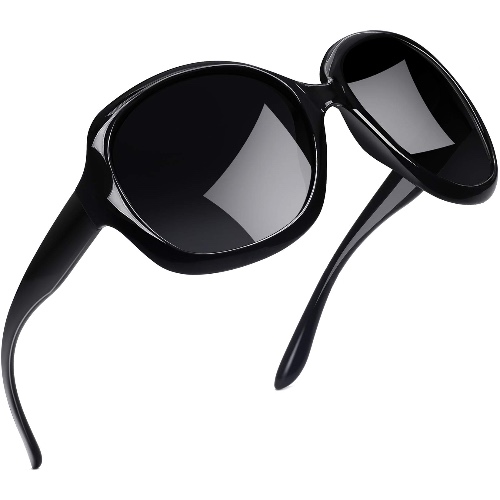 Joopin Polarized Sunglasses for Women Vintage Big Frame Sun Glasses Ladies Shades - B01-black/Black