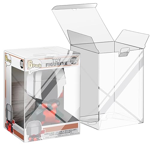 6 Pack Protectors Case Compatible with Funko- 4" Inch Pop Vinyl Figures, Crystal Clear Protectors, Heavy Duty Display Box w/ Protective Film & Locking Tab - 6