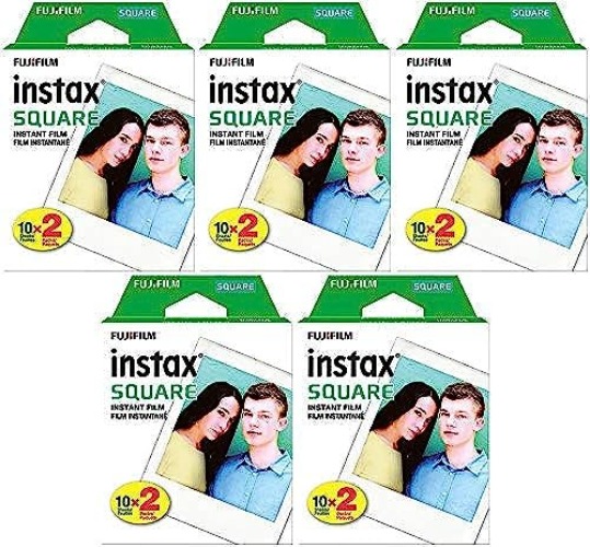 Fujifilm Square Instant Film 10 Pack (100 exposures) for SQ1, SQ6 & SQ10 Cameras (5 Items) - 5 Boxes (20 Prints)