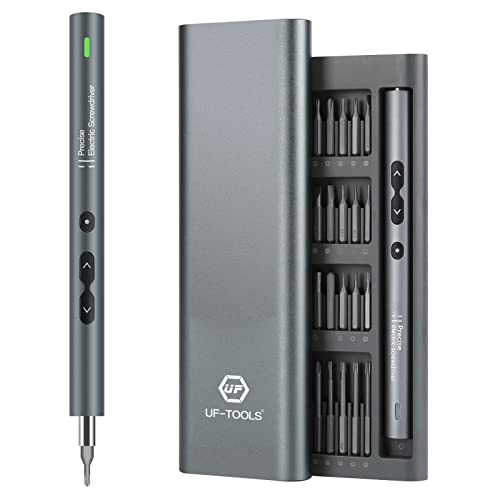 UF-TOOLS Mini Electric Screwdriver, 62 in 1 Cordless Rechargeable Small Power Screwdriver Set with 48 Bits, Led Light and Magnetic Mat, Professional Repair Tool for Phone Watch Camera Laptop PC - 62 in 1, Grey