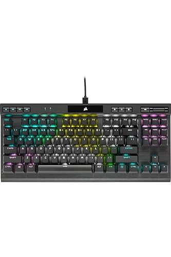 CORSAIR K70 RGB TKL – CHAMPION SERIES Tenkeyless Mechanical Gaming Keyboard - CHERRY MX SPEED Keyswitches - Durable Aluminum Frame - Per-Key RGB LED Backlighting - Detachable USB Type-C Cable - CHERRY MX SPEED Switches