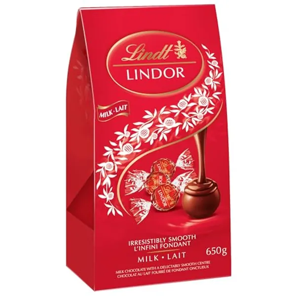 LINDT LINDOR Milk Chocolate Truffles, Jumbo Bag 52 Count of Truffles, 650g Bag, Individually Wrapped Chocolate - 650 g (Pack of 1) - Milk Chocolate - Milk Truffle