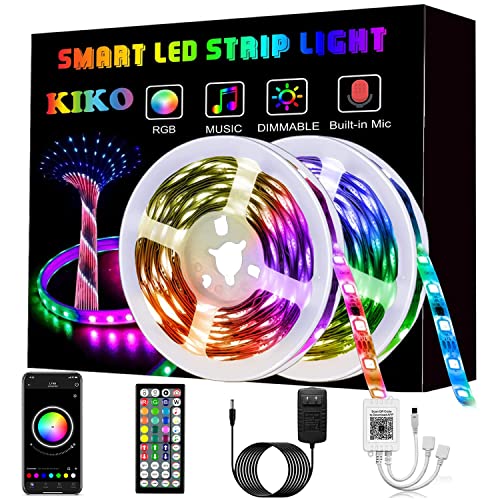 KIKO LED Strip Lights, Smart Color Changing Rope Lights 65.6ft 20m SMD 5050 RGB Light Strips with Bluetooth Controller Sync to Music Apply for TV, Bedroom, Party and Home Decoration - 65.6ft