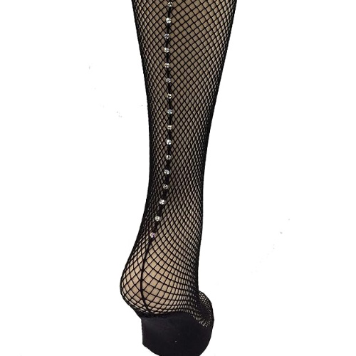Rhinestone Fishnet Tights in Black