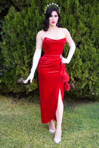 Velvet Swag Gown in Red