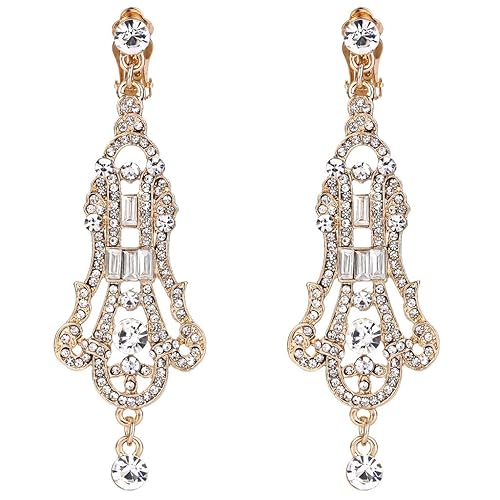 Crystal Art Deco Chandelier Earrings in Gold