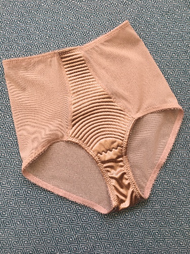 Satin Spiral Stitch High-Waist Knicker in Biscotti