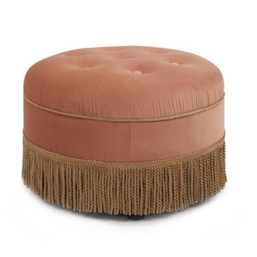 Ottoman in Peach Velvet