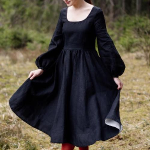 Carmen Long Sleeve Dress in Black