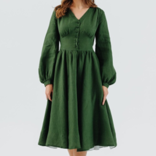 Long Sleeve Diane Dress in Emerald Green