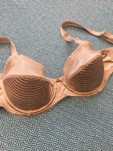 Satin Spiral Stitch Underwired Bra in Biscotti