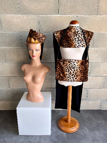 3 Piece Set Leopard Cape Muff, Pillbox Hat, & Handbag