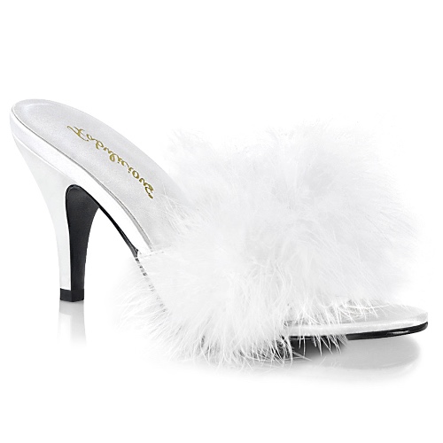 Amour 3" Heel in White Marabou