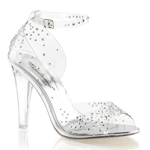 Rhinestoned 4.5" Heel in Clear