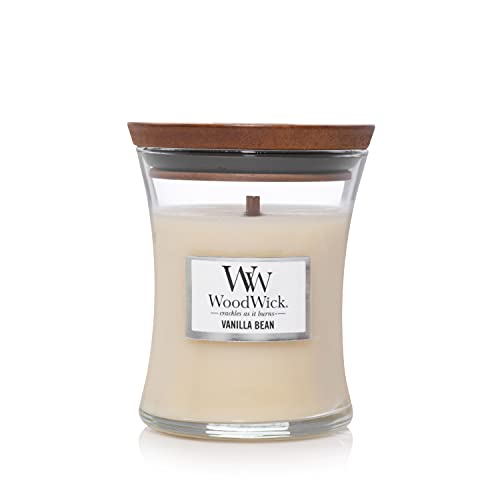WoodWick Medium Hourglass Candle, Vanilla Bean - Premium Soy Blend Wax, Pluswick Innovation Wood Wick, Made in USA - Medium - VANILLA BEAN