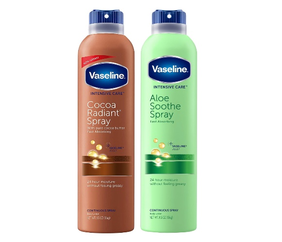 Vaseline Spray and Go Moisturizer, Cocoa Radiance and Aloe Soothe Combo, 6.5 Ounce Each - Cocoa Radiance and Aloe Soothe