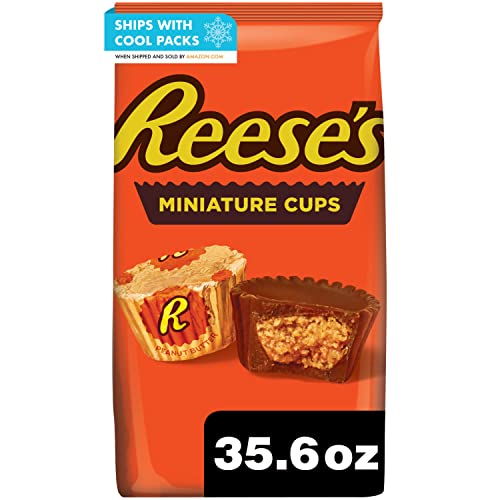 REESE'S Miniatures Milk Chocolate and Peanut Butter Bite Size, Gluten Free, Individually Wrapped Cups Candy Bulk Party Pack, 35.6 oz