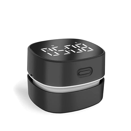 ODISTAR Counter Vacuum Cleaner,Mini Table dust Sweeper Energy with Digital Timer,Endurance up to 400 mins,360º Rotatable for Cleaning Rubber shavings,Crumbs Keyboard of Gifts for Kids(Black) - Black Counter - USB Rechargeable