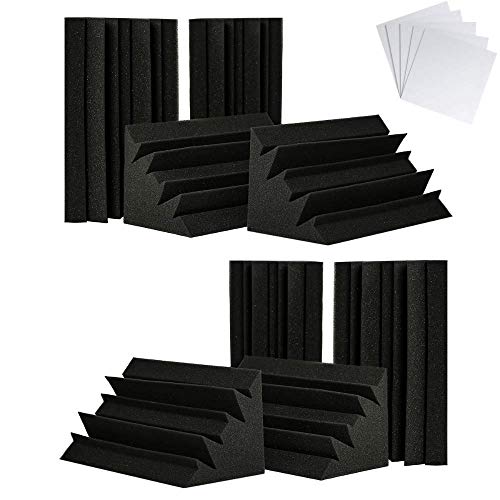 TRUE NORTH Bass Traps w/Adhesive 8 Pack - Recording Studio Acoustical Treatments - Studio Foam Bass Trap Panel Acoustic Treatment - Sound Foam Corner To Trap Bass, Bass Traps Acoustic Foam Corner - 6 Inch