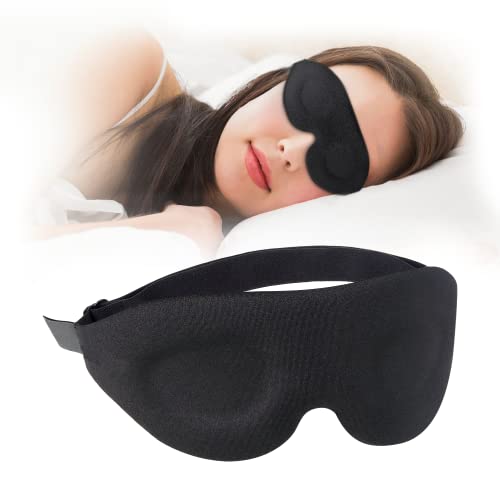 Sleep Mask Block Out Light 100%, Eye Mask Sleeping of 3D Contoured Blackout Night Blindfold, Relaxation Soft Cushion Travel Eye Cover - Upgraded Black