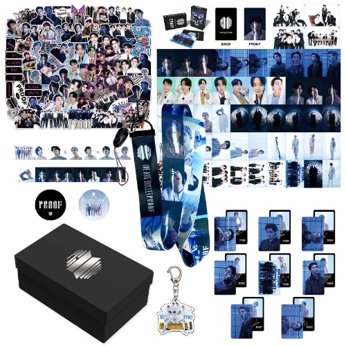 Bantan Boys Album Proof 157 Pcs Gift Box Set 90 Pcs Laptop Waterproof Sticker 55 Pcs Photocard Lomo Card Gift for Army Merchandise - 