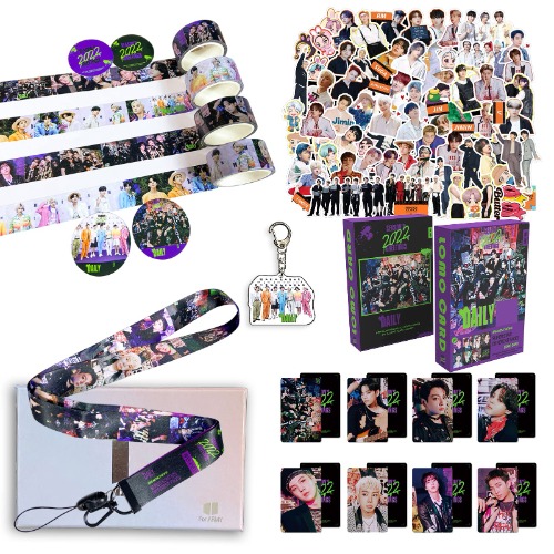 2022 Bangtan Boys Season's Greetings Gift Box Kpop Photocard Lanyard Lomo Card Keychain Merchandise Gift Set for Amry Girls and Boys - 