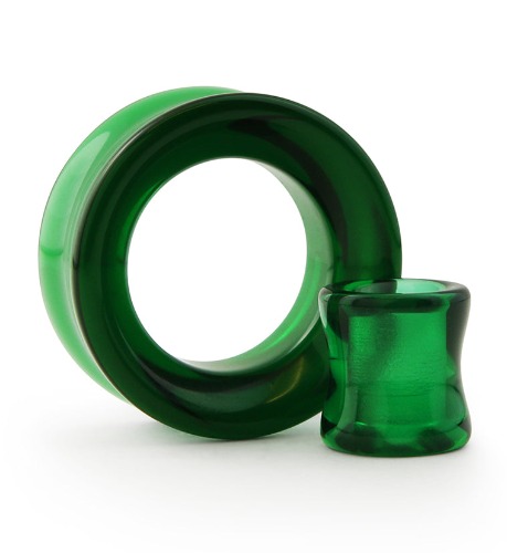 urbanbodyjewelry | Emerald Green Glass Tunnel Plugs | 1 & 3/8" (35mm) (pair)
