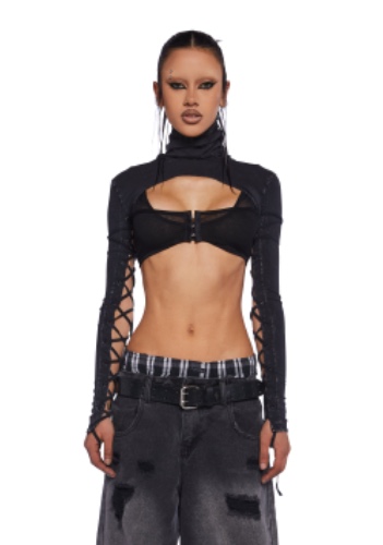 Charged Lace-Up Shrug | BLACK / Small