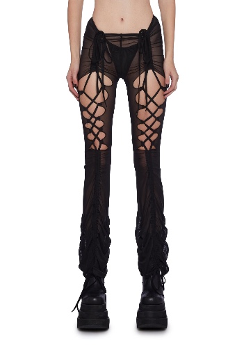 Fader Mesh Ruched Cut Out Pants | BLACK / Medium
