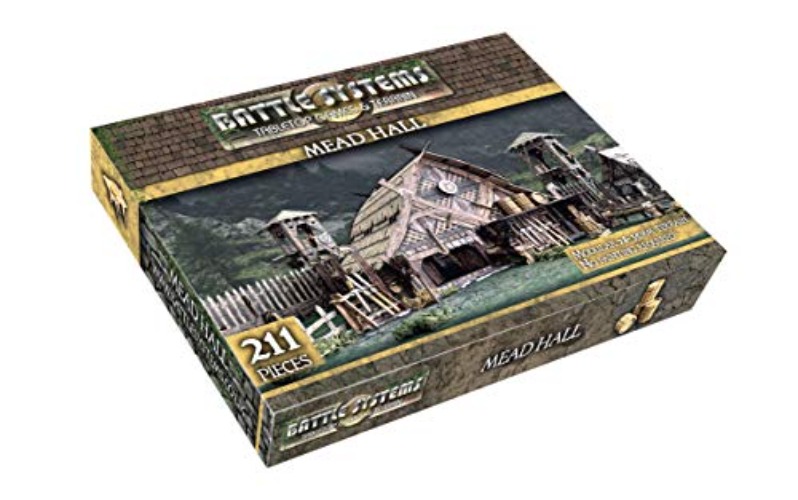 Battle Systems – Modular Fantasy Scenery – Perfect for Roleplaying and Wargames - Multi Level Tabletop Terrain for 28mm Miniatures – Colour Printed Model Diorama – DND Warhammer (Mead Hall) - Mead Hall