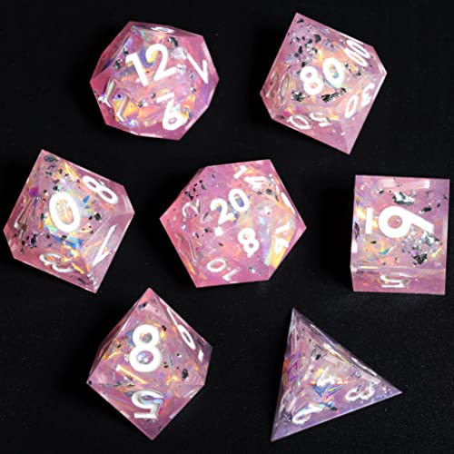 DND Dice Sharp Edge Dice Polyhedral Dice Mini Planet Dice Dungeons and Dragons Dice Handmade Dice Set Peachy Galaxy (Peachy Galaxy) - Peachy Galaxy