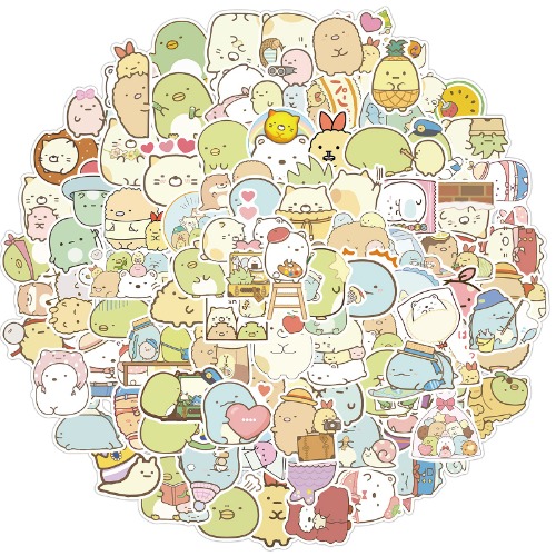 Kawaii Sumikkogurashi Stickers,100 PCS Sumikko gurashi Graffiti Vinyl Waterproof Decals for Water Bottles Computer Bicycle Skateboard Luggage Phone Pad Laptop Kids Teens Stickers Pack