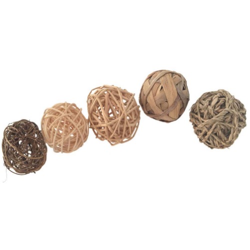 emours Hand Woven Grass Play Ball Chew Toy for Rabbits Bunny Guinea Pigs Hamster Gerbils Small Pet, 5 Pack