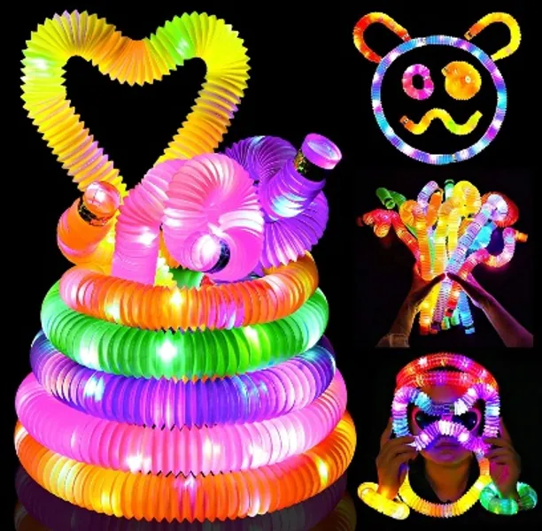 EUCOCO 2022 New Fidget Toys - 6/12 Pieces Pop Tubes - Glow Sticks - Birthday Party Decoration Set