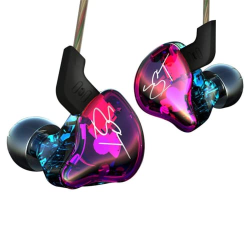 YINYOO Easy KZ ZST Colorful Hybrid Banlance Armature with Dynamic in-Ear Earphone 1BA+1DD HiFi Headset KZ in Ear Monitors Headphones Wired Earbuds IEM Earphones Gaming Earbuds (Colorful Without mic) - Multicolor - No mic - without mic
