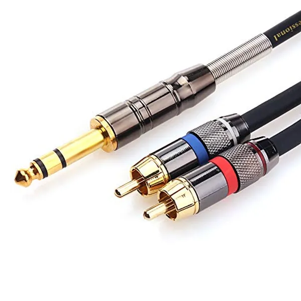 tisino 1/4 to RCA Cable, Quarter inch TRS to RCA Audio Cable 6.35mm Stereo Jack to Dual RCA Insert Cable Y Splitter Cabl - 5 feet/1.5 Meters