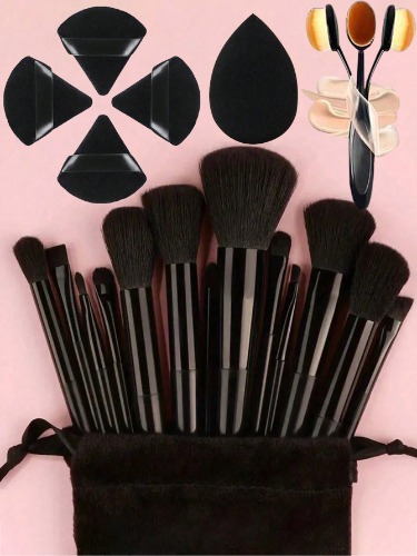20pcs Makeup Brush Set Black