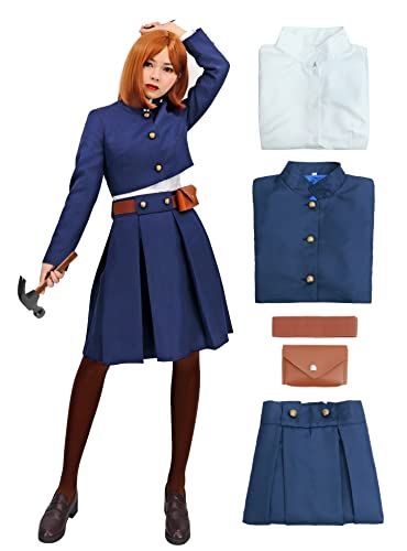 DAZCOS Nobara Cosplay Costume Women's US Size JJK Uniform Outfit with Belt Waist Bag - Medium