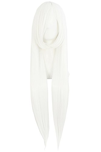 MapofBeauty 32" 80cm Long Straight Anime Costume Cosplay Wig Party Wig (White) - White
